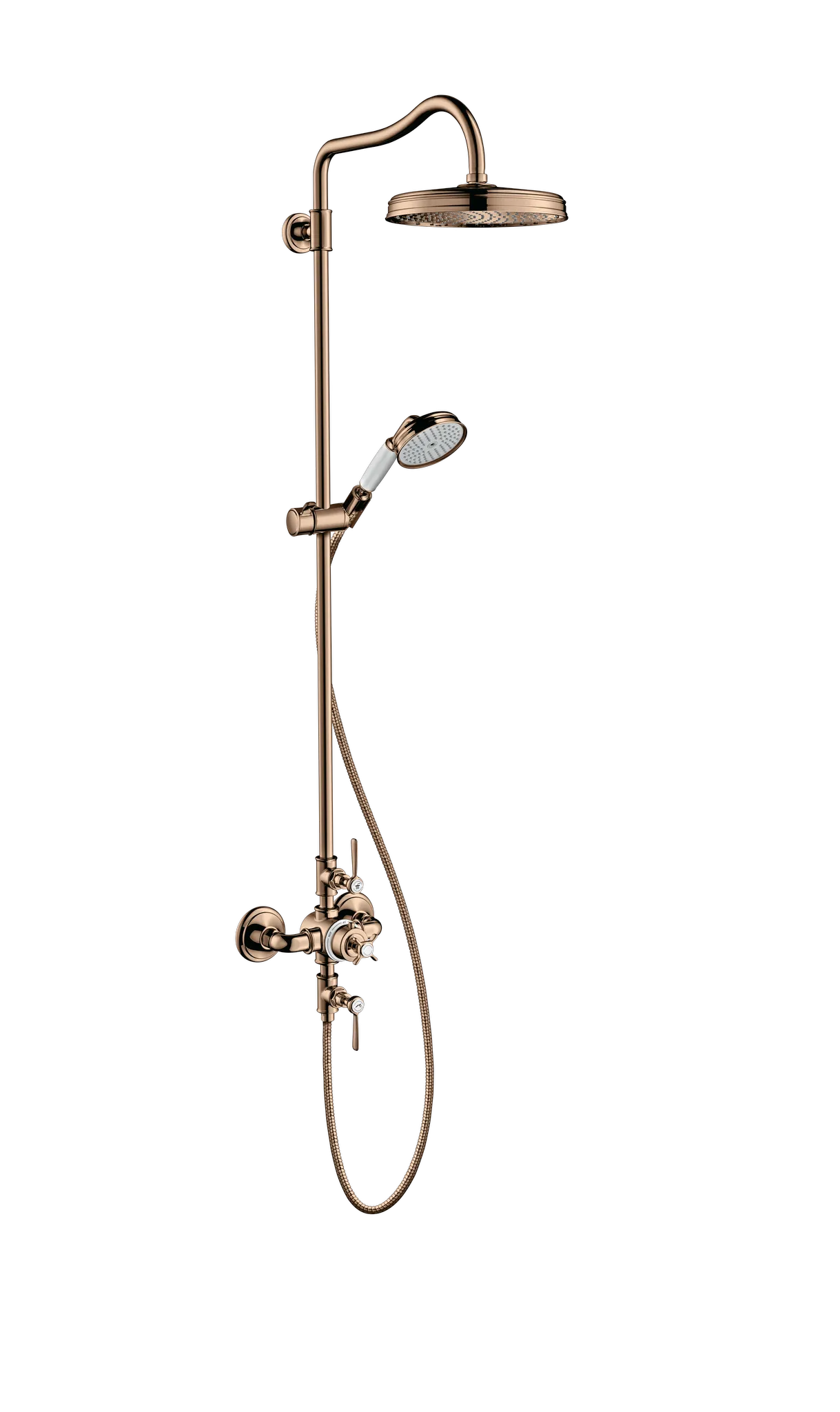 Hansgrohe AXOR Montreux Showerpipe mit Thermostat und Kopfbrause 240 1jet, Polished Red Gold
