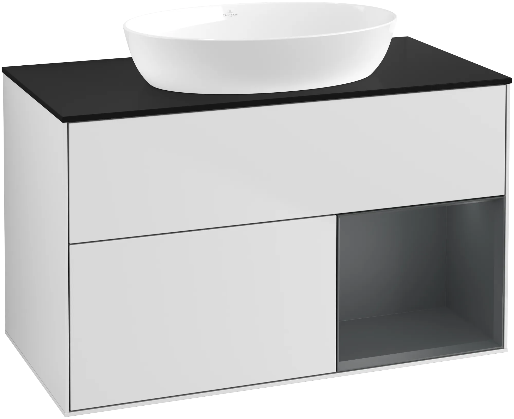 Villeroy & Boch Finion Waschbeckenunterschrank FA2, 1000 x 603 x 501 mm, Beleuchtung, 2 Auszüge, White Matt Lacquer / Midnight Blue Matt Lacquer /