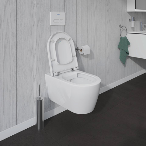 Duravit Wand-Tiefspül-WC inkl. WC-Sitz „ME by Starck“ 37,35 × 57 × 39,5 cm, Befestigung sichtbar Duravit Wand-Tiefspül-WC inkl. WC-Sitz „ME by Starck“ 37,35 × 57 × 39,5 cm, Befestigung sichtbar