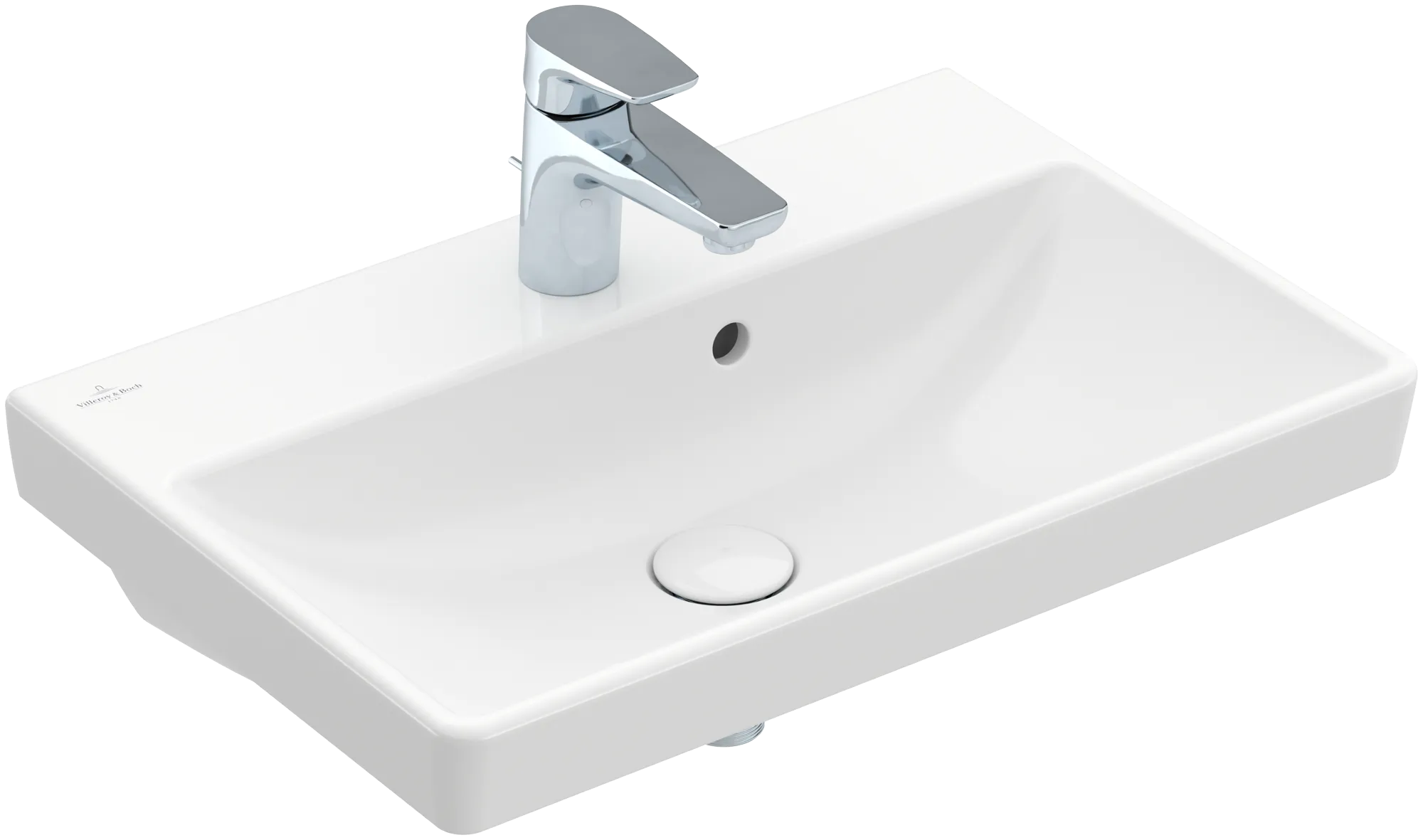 Villeroy & Boch Wandwaschtisch „Avento“ Compact 550 × 370 × 155 mm, für Becken mittig, mit Hahnlochbohrung, Hahnlochposition mittig in Weiß Alpin, mit CeramicPlus Villeroy & Boch Wandwaschtisch „Avento“ Compact 550 × 370 × 155 mm, für Becken mittig, mit Hahnlochbohrung, Hahnlochposition mittig in Weiß Alpin, mit CeramicPlus