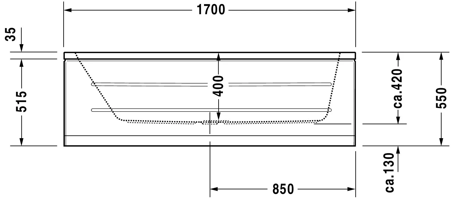 Duravit Badewanne „D-Code“ rechteck 1700 × 700 mm, Mittelablauf in Weiß Duravit Badewanne „D-Code“ rechteck 1700 × 700 mm, Mittelablauf in Weiß