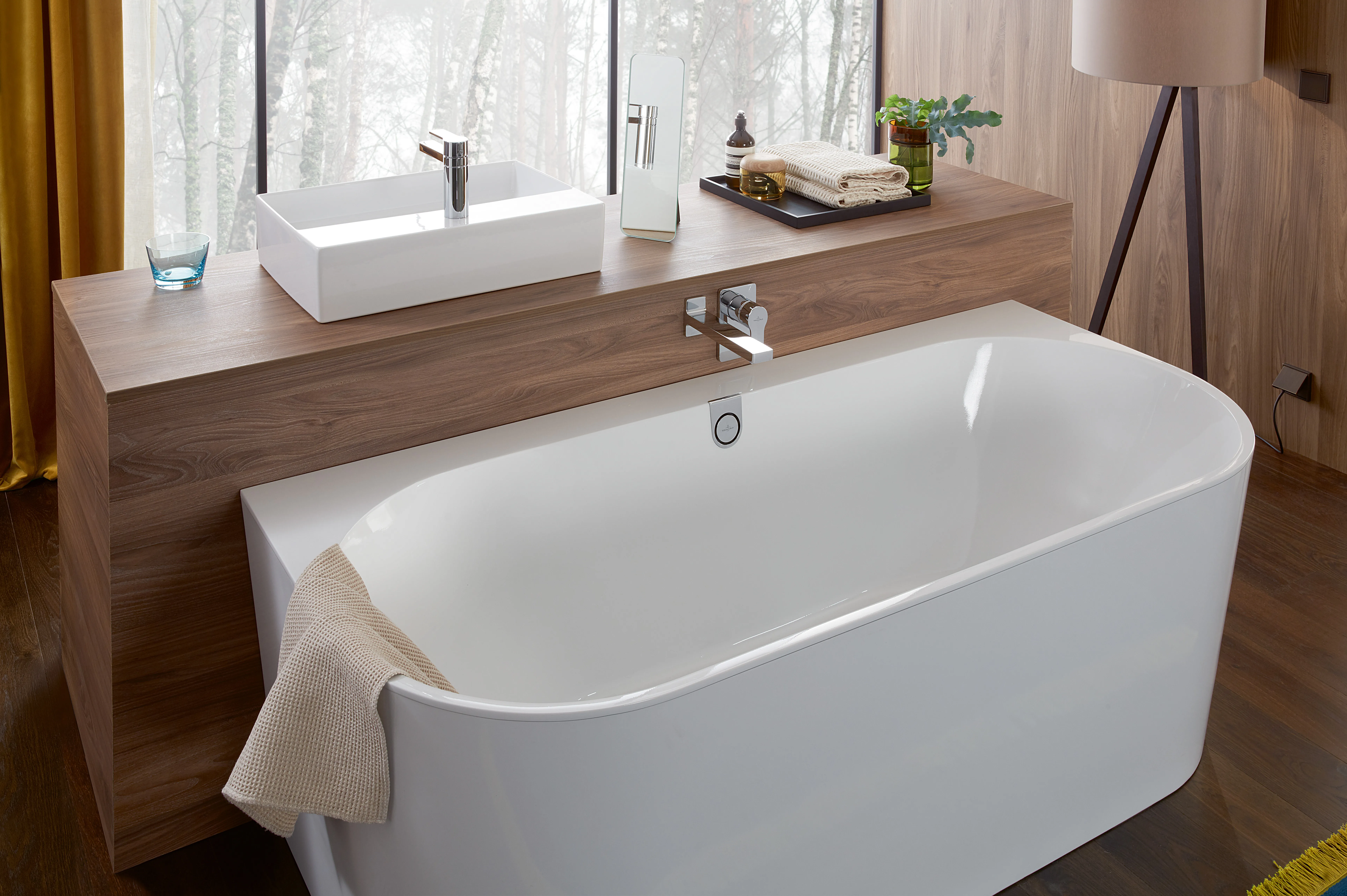 Villeroy & Boch Badewanne „Oberon 2.0“ vorwand rechteck 180 × 80 cm, Mittelablauf in Weiß Alpin