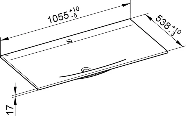 KEUCO Einbauwaschtisch „Edition 11“, mit Hahnlochbohrung, 1055 × 538 × 17 mm