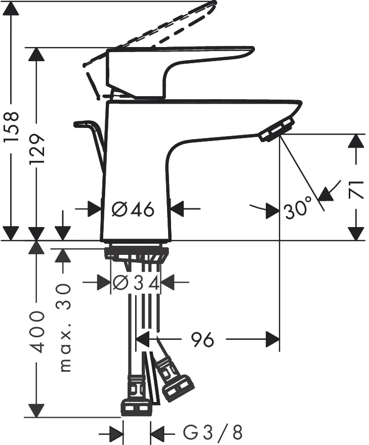 Talis E Einhebel-Waschtischmischer 80 LowFlow mit Zugstangen-Ablaufgarnitur, Oberfläche: Chrom