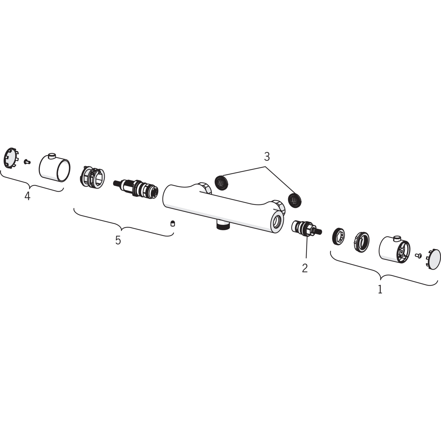 HA Brausebatterie mit Brausegarnitur HANSAUNITA 4813 3-strahlig DN15 Chrom