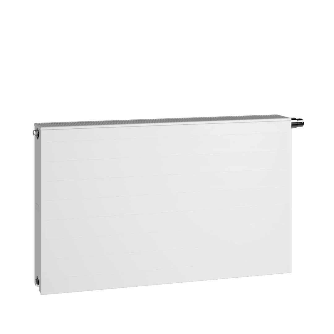 Flachheizkörper therm-x2 Line-V Typ 10, HxLxT: 305x1005x63 mm, Farbe: Weiß RAL 9016 seidenglanz, Ventilposition: links, 10 bar, Abdeckung: ohne, Wärmeleistung 75/65-20: 289 Watt, Bohrkonsole