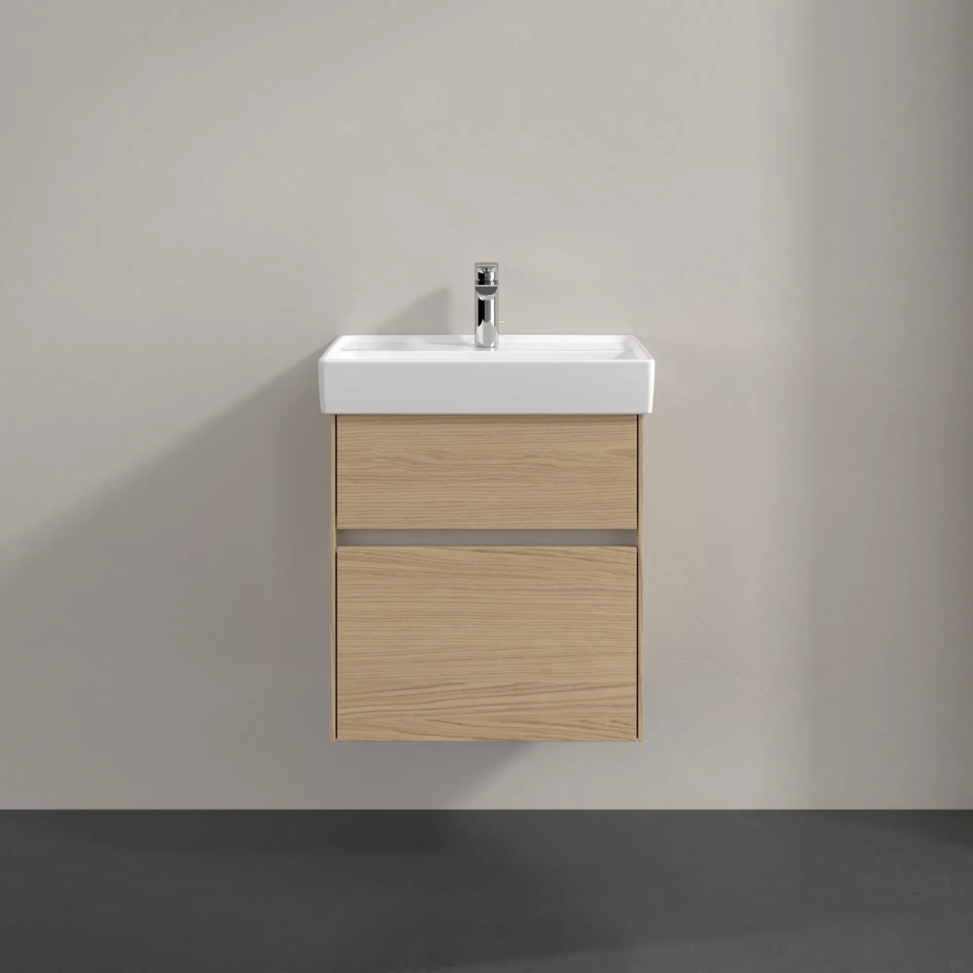 Villeroy & Boch Waschtischunterschrank „Collaro“ 510 × 546 × 414 mm Nordic Oak, für Becken mittig, mit Beleuchtung