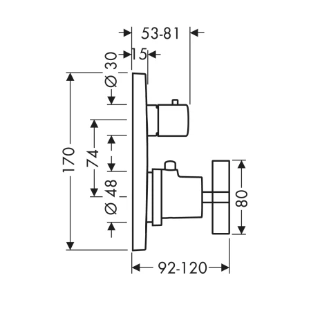 Thermostat Unterputz Axor Citterio F-Set m.Absperrventil/Kreuzgriff chrom