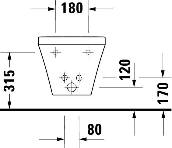 Wand-Bidet DuraStyle 620 mm mit ÜL, mit HLB, 1 HL, Durafix, weiß