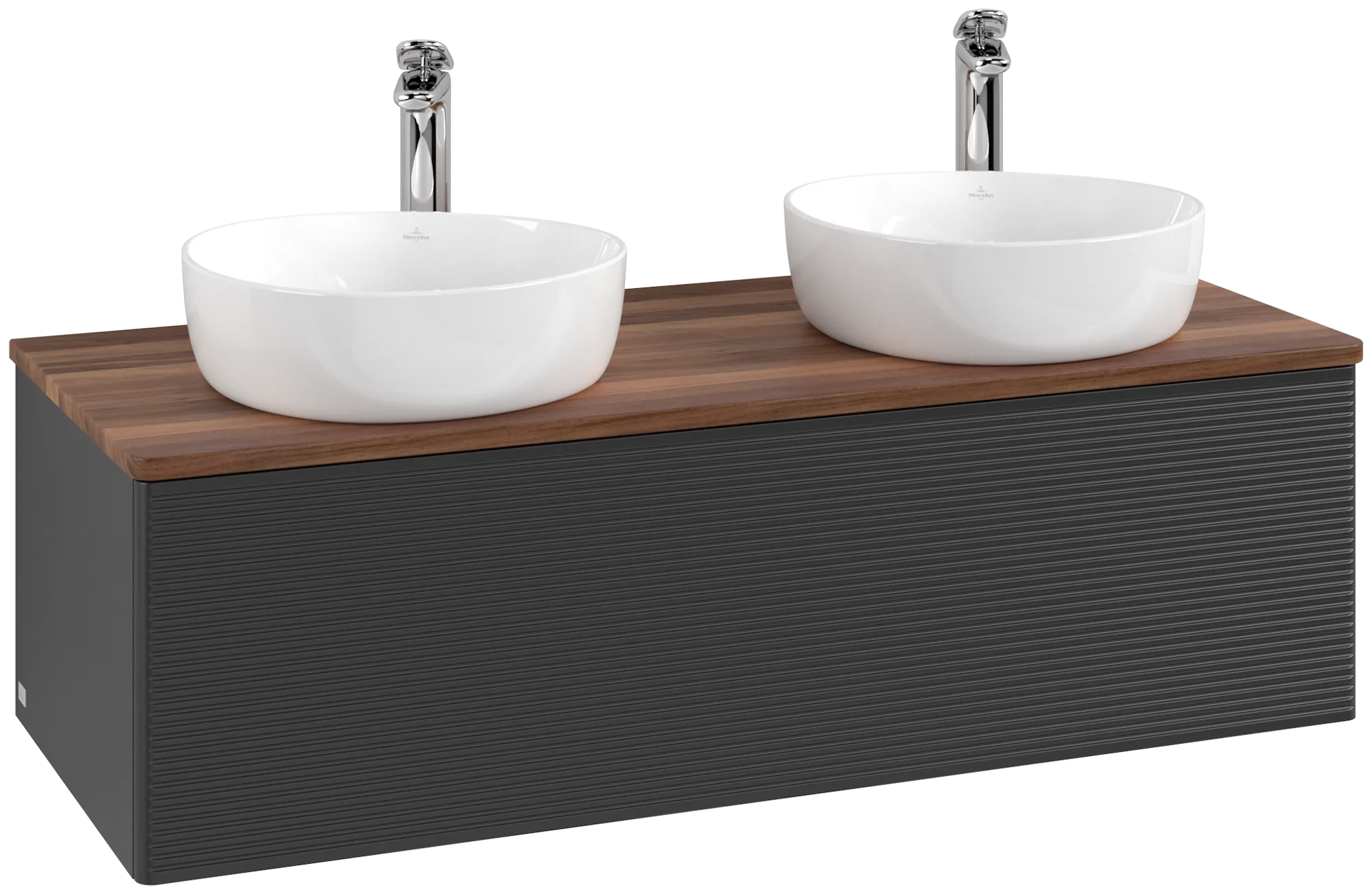 Villeroy & Boch Antao Waschbeckenunterschrank K35_5, 1200 x 360 x 500 mm, Black Matt Lacquer / Warm Walnut