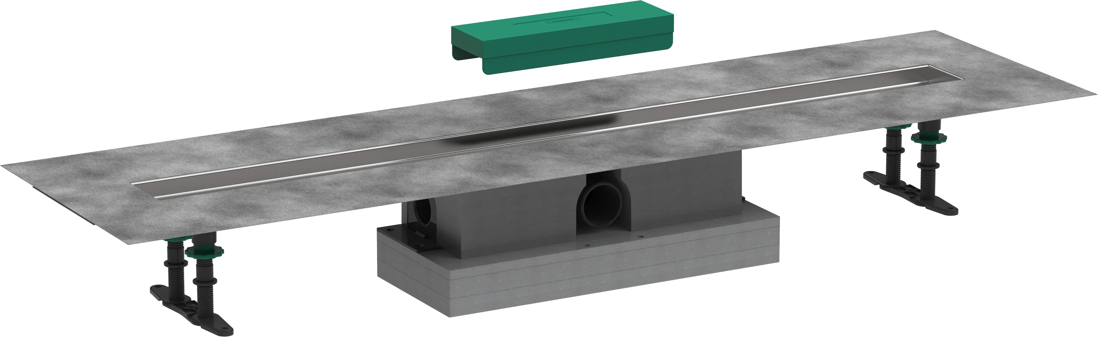 Hansgrohe uBox universal Komplettset für Standardinstallation 1000 mm, passend zu RainDrain Rock und Match Fertigsets, DN50, waagerechter Auslass, 3-seitiger Anschluss