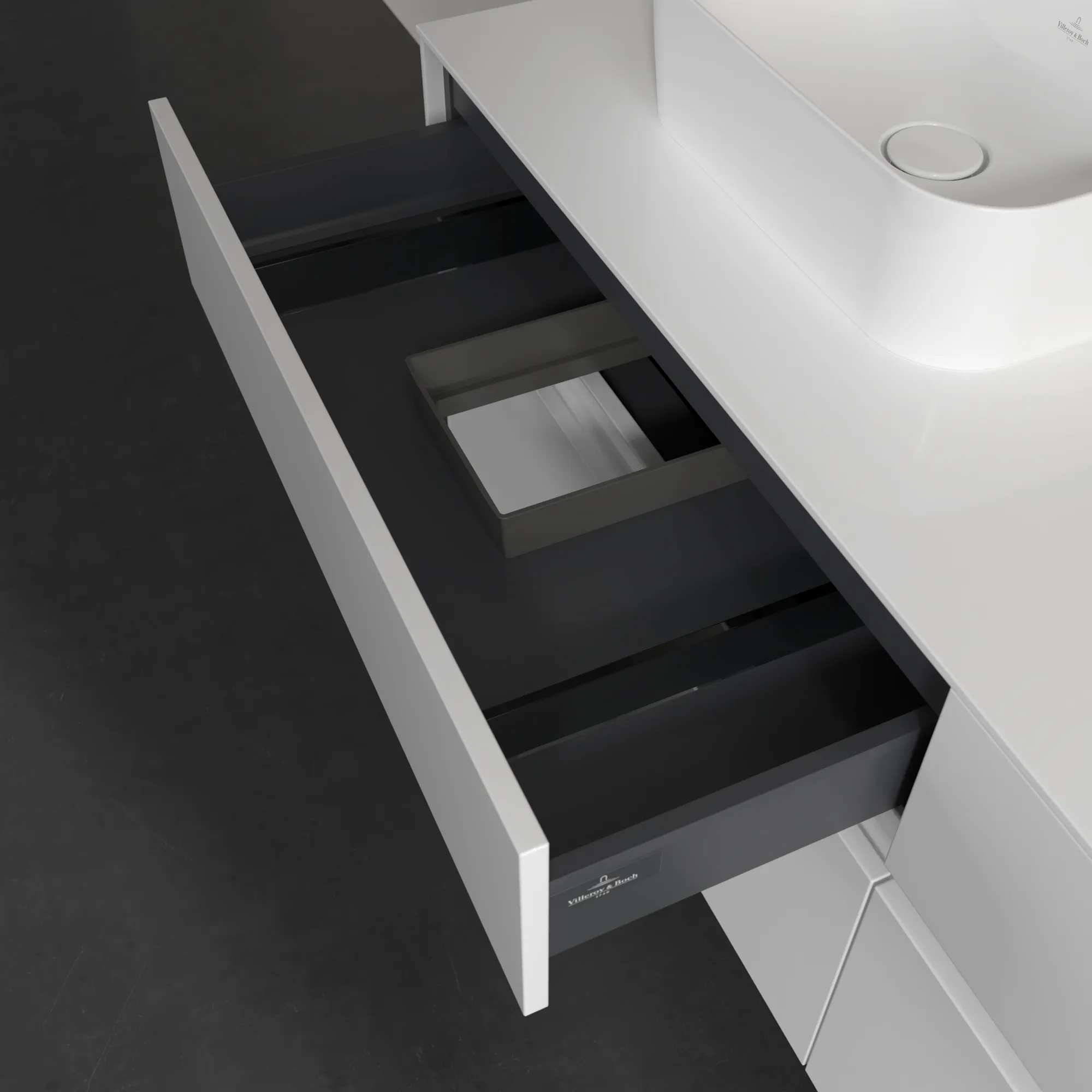 Villeroy & Boch Waschtischunterschrank „Collaro“ 1600 × 548 × 500 mm Glossy White, ohne Beleuchtung, für links und rechts