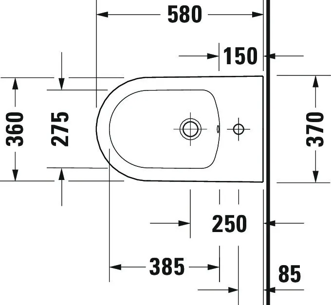 Duravit Stand-Bidet back to wall „White Tulip“, Befestigung sichtbar 37 × 58 × 42 cm