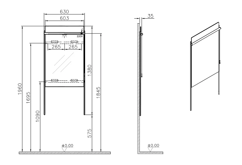 Equal LED-Spiegel 63 x 139 cm Wandmontage Metallrahmen Schwarz Matt