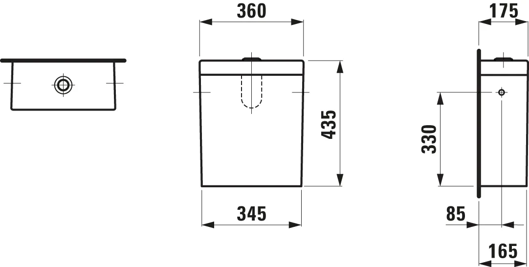 Spülkasten PALOMBA 175x360x435 Wasseranschluss seitlich weiß