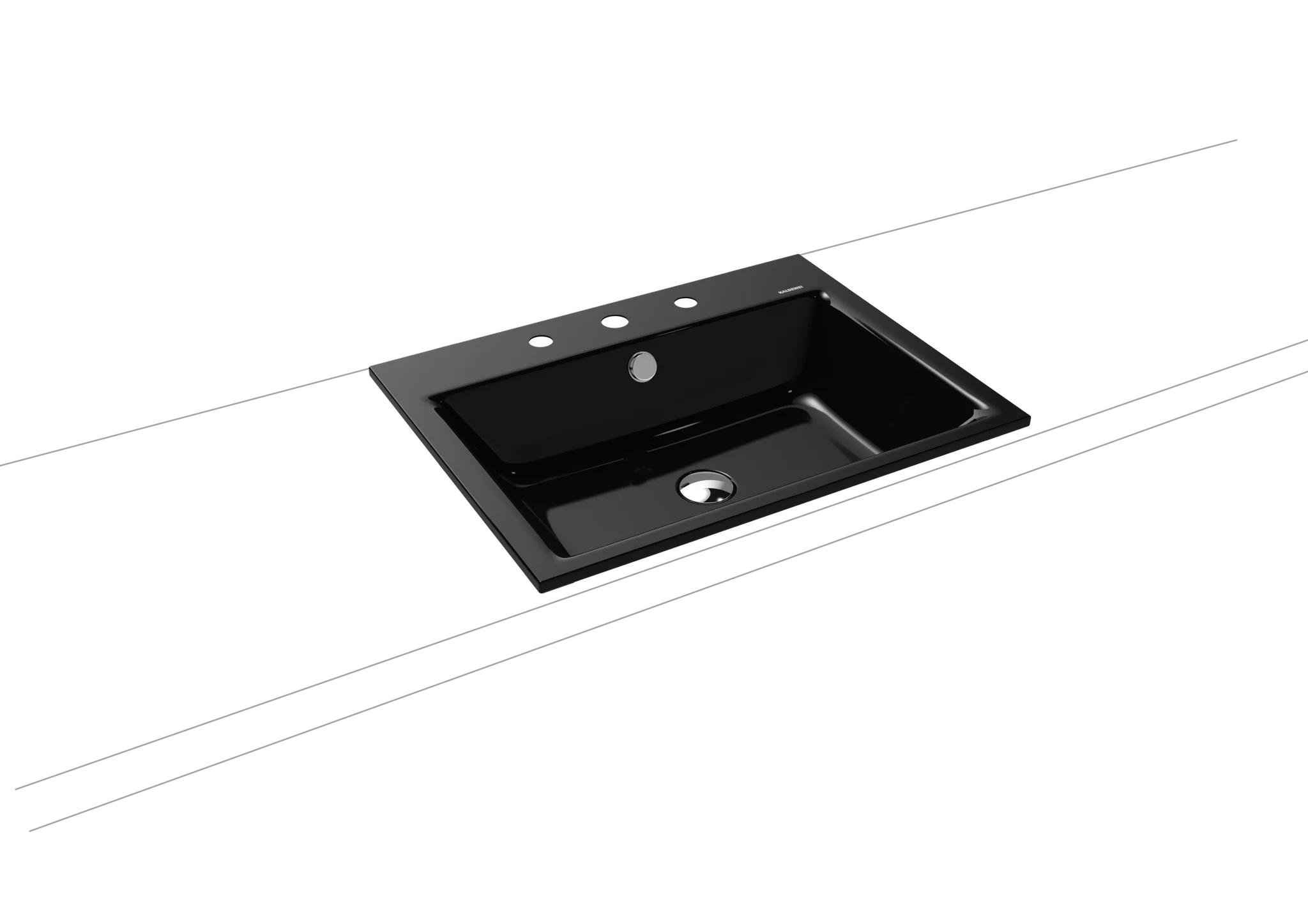 Einbauwaschtisch „Puro“ 60 × 46 cm, mit Überlauf in schwarz mit Perl-Effekt