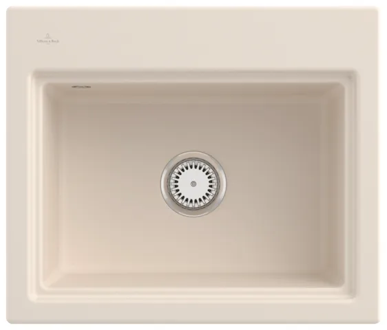 Villeroy & Boch flächenbündiges Küchenspülbecken „Subway Style“ 60 S flat 600 × 510 × 220 mm, für Becken rechts in Ivory