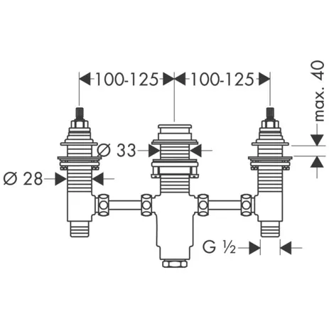Hansgrohe AXOR Mischer ohne Grundkörper für 3-Loch Wannenrandarmatur Hansgrohe AXOR Mischer ohne Grundkörper für 3-Loch Wannenrandarmatur