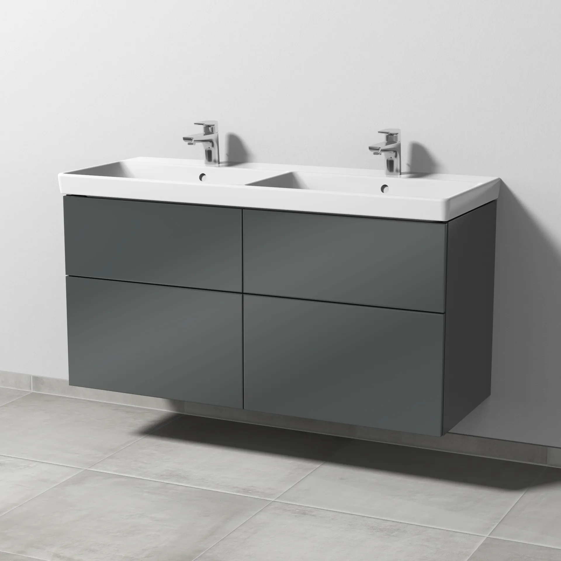 Sanipa Waschtischunterschrank „3way“ passend zu Keramik-Waschtische Avento von Villeroy & Boch 1180 × 580 × 452 mm in Anthrazit (glanz)
