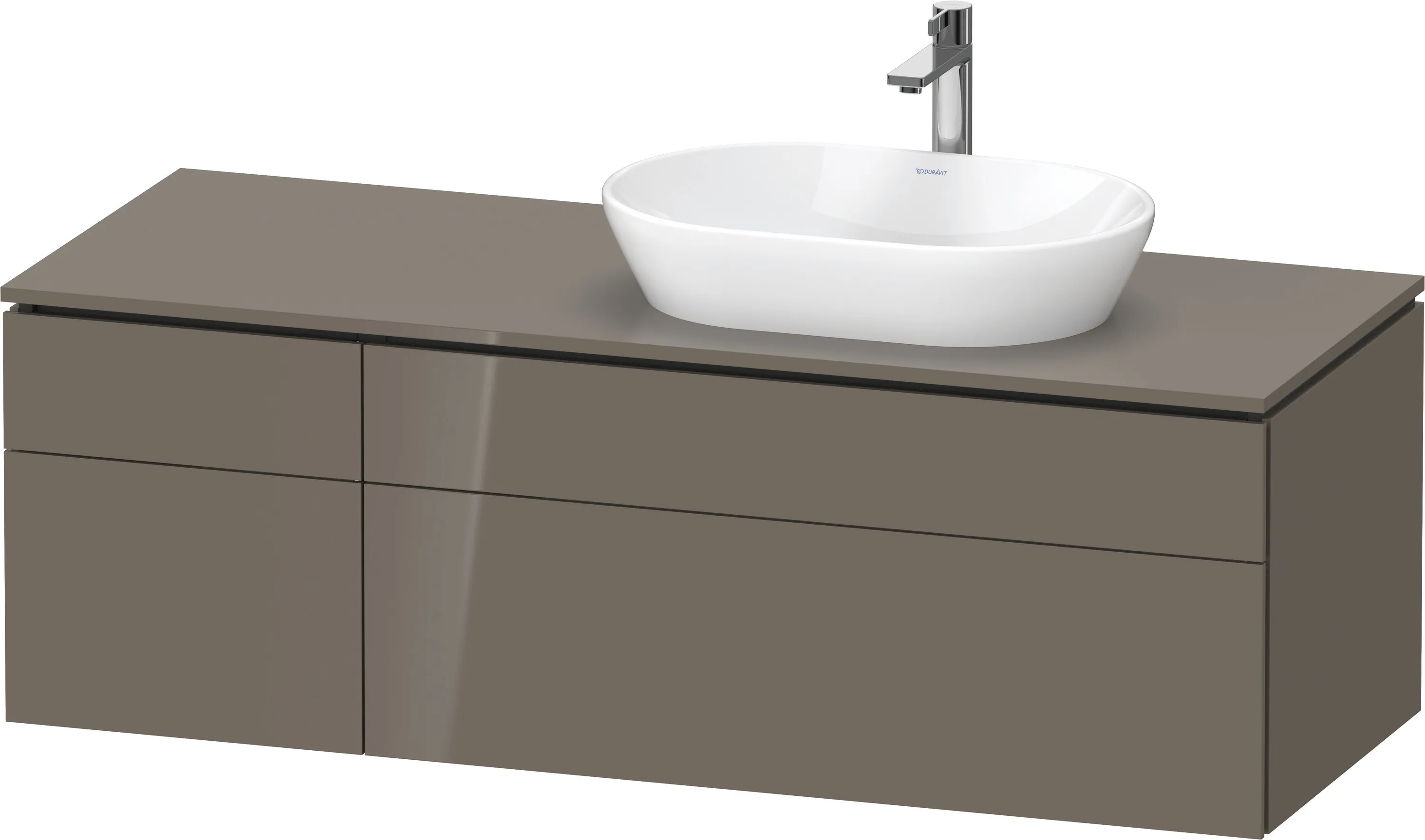 Duravit Waschtischunterschrank wandhängend „L-Cube“ 142 × 48,2 × 55 cm Flannel Grey Hochglanz, rechts