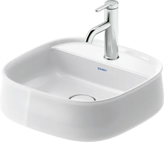 Aufsatzwaschtisch geschliffen „Zencha“ 42 × 42 × 13,5 cm, Hahnlochposition mittig in Weiß Hochglanz Aufsatzwaschtisch geschliffen „Zencha“ 42 × 42 × 13,5 cm, Hahnlochposition mittig in Weiß Hochglanz