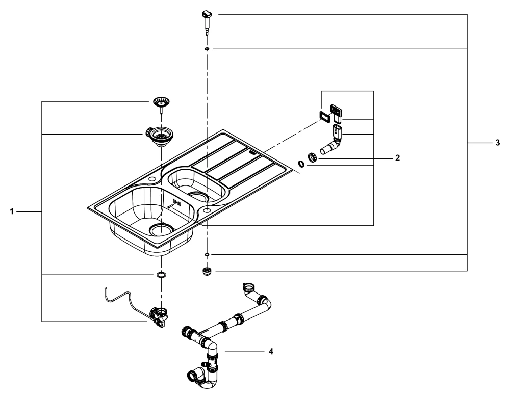 Grohe K200 Edelstahlspüle mit Abtropffläche, Modell K200 60-S 96,5⁄50 1.5 rev, aufliegend Grohe K200 Edelstahlspüle mit Abtropffläche, Modell K200 60-S 96,5⁄50 1.5 rev, aufliegend