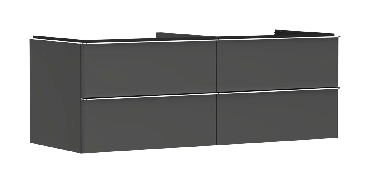 Hansgrohe Xelu Q Waschtischunterschrank Diamantgrau Matt, 1360x540 mm, 4 Schubkästen, verchromte Griffe, SoftClose, vormontiert