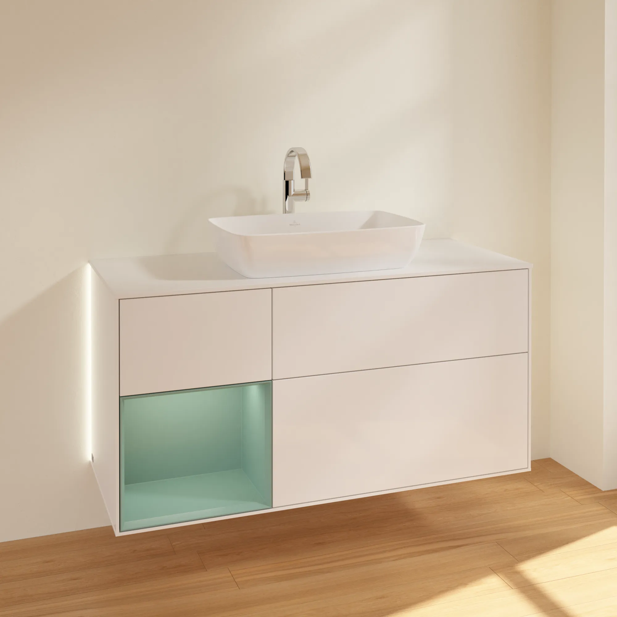 Villeroy & Boch Waschtischunterschrank „Finion“ für Schrankwaschtisch 1200 × 603 × 501 mm Glossy White Lacquer, für Becken mittig, mit Hahnlochbohrung Villeroy & Boch Waschtischunterschrank „Finion“ für Schrankwaschtisch 1200 × 603 × 501 mm Glossy White Lacquer, für Becken mittig, mit Hahnlochbohrung