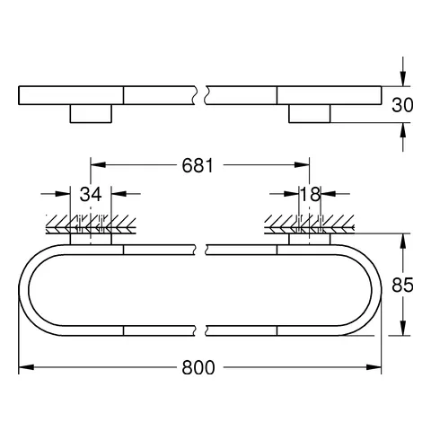 Grohe Badetuchhalter Selection 41058, 800mm, nickel gebürstet