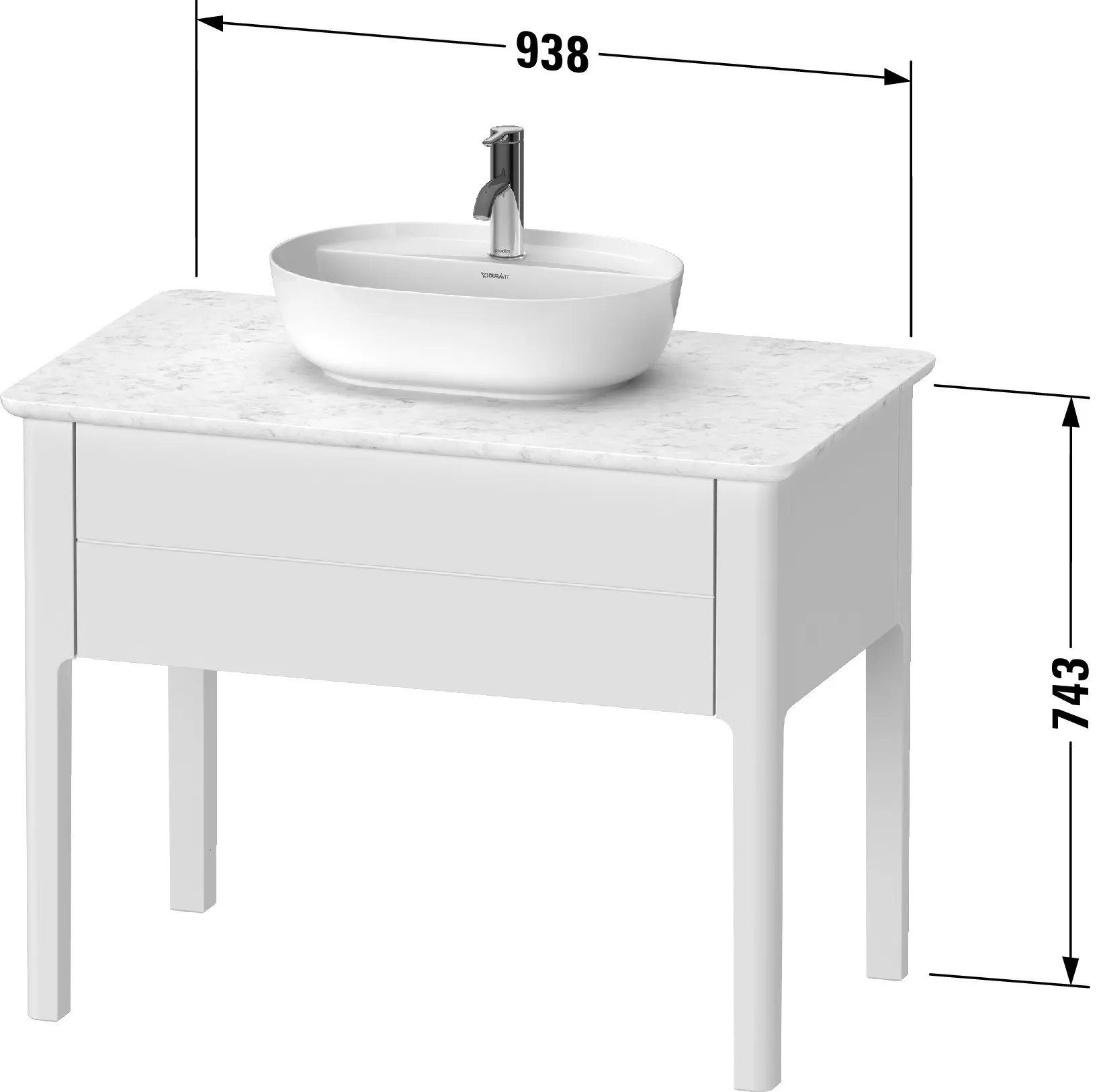 Duravit Waschtischunterschrank bodenstehend „Luv“ 93,8 × 74,3 × 57 cm
