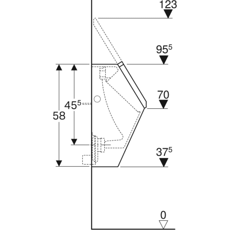 Urinal „Renova Plan“, Zulauf von hinten, Befestigung verdeckt, ohne Zielobjekt 32,5 × 58 × 30 cm in weiß alpin Urinal „Renova Plan“, Zulauf von hinten, Befestigung verdeckt, ohne Zielobjekt 32,5 × 58 × 30 cm in weiß alpin