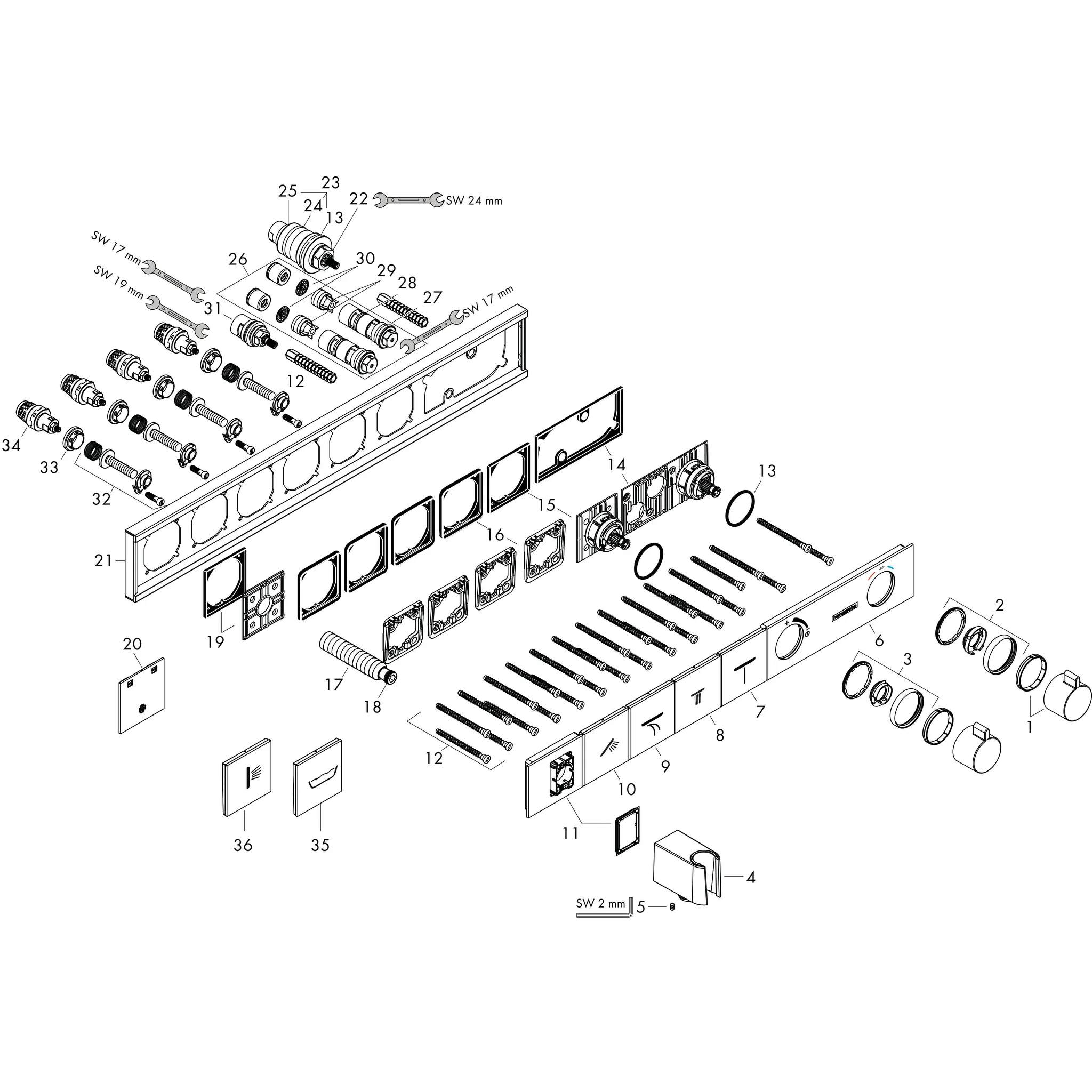 Hansgrohe RainSelect Thermostat Unterputz für 4 Verbraucher mit integriertem Brausehalter, Weiß/Chrom Hansgrohe RainSelect Thermostat Unterputz für 4 Verbraucher mit integriertem Brausehalter, Weiß/Chrom