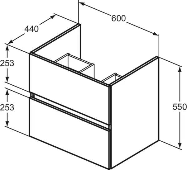 Ideal Standard Waschtischunterschrank „Eurovit+“ 60 × 55 × 44 cm Hochglanz grau lackiert Ideal Standard Waschtischunterschrank „Eurovit+“ 60 × 55 × 44 cm Hochglanz grau lackiert