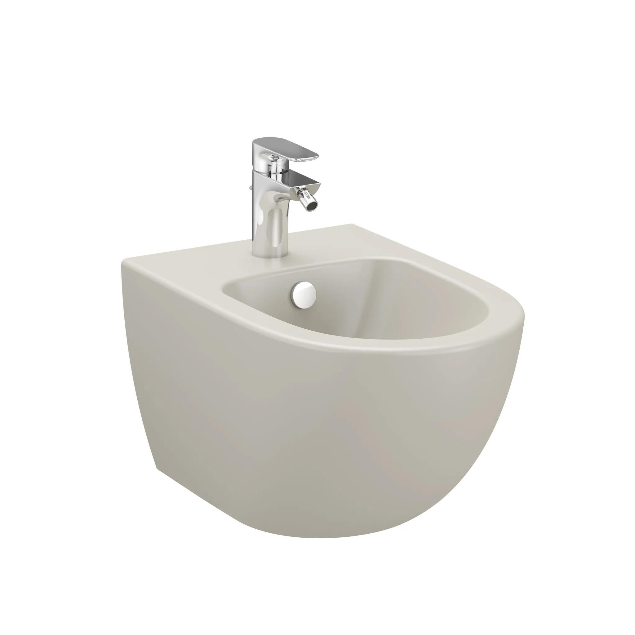 VitrA Sento Wand-Bidet 37 x 54 cm, verdeckte Befestigung, V-Fit 2.0, Hahnloch, Überlaufloch, Taupe Matt