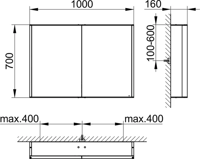KEUCO Royal Match Spiegelschrank 1000x700x160mm silber-eloxiert KEUCO Royal Match Spiegelschrank 1000x700x160mm silber-eloxiert