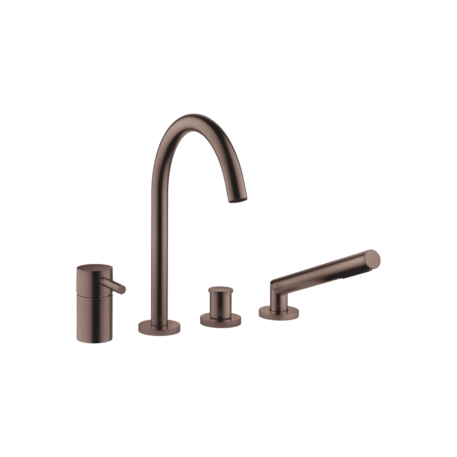 Dornbracht META Wannen-Vierlochbatterie Dark Bronze gebürstet PVD, Auslauf 35 mm, Ausladung 221 mm, Höhe 319 mm