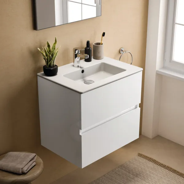 Ideal Standard Waschtischunterschrank „Eurovit+“ 60 × 55 × 44 cm Hochglanz weiß lackiert