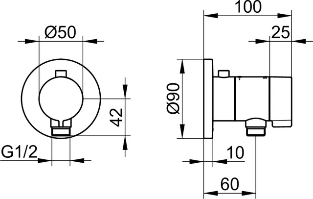 IXMO 59554010001 IXMO_solo Thermostat mit Schlauchanschluß rund verchromt