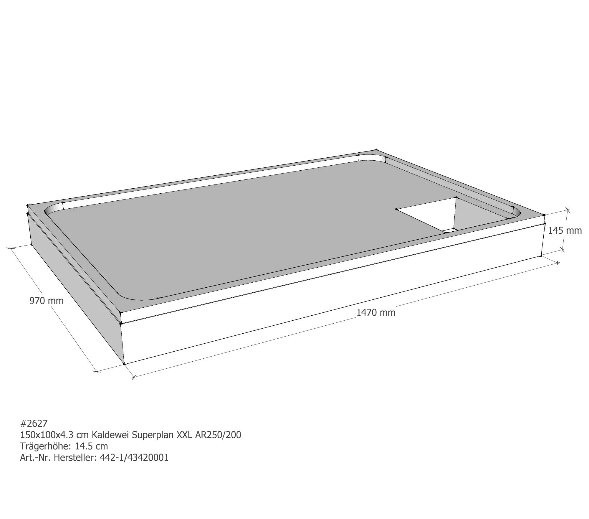 Duschwannenträger passend für Kaldewei Superplan XXL 150 × 100 × 4,3 cm Duschwannenträger passend für Kaldewei Superplan XXL 150 × 100 × 4,3 cm