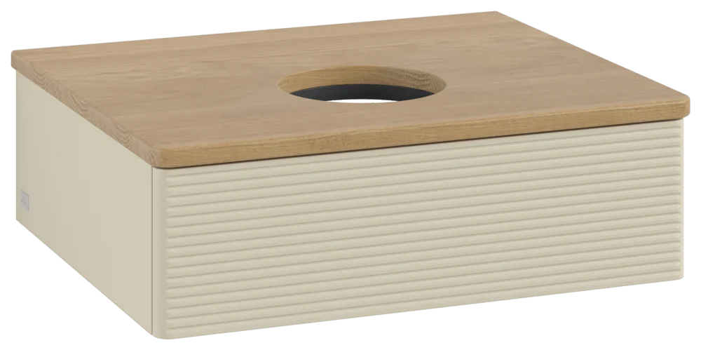 Villeroy & Boch Waschbeckenunterschrank Antao K07111, 600x190x500mm, Silk Grey Matt Lacquer, mit SoftClosing und Push-to-open Funktion