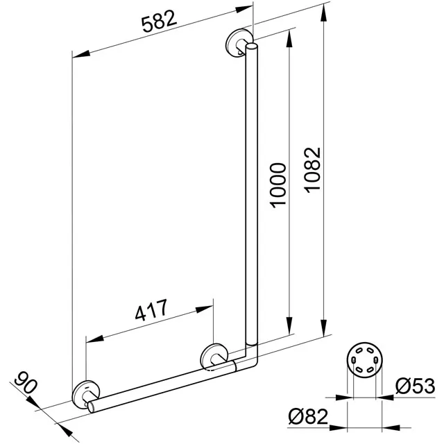 KEUCO Winkelgriff „Plan Care“ 582 × 1082 mm Ausführung in Verchromt KEUCO Winkelgriff „Plan Care“ 582 × 1082 mm Ausführung in Verchromt