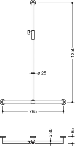 HEWI Haltegriff „System 900“ in Weiß tiefmatt / Hellgrau matt, Befestigung verdeckt HEWI Haltegriff „System 900“ in Weiß tiefmatt / Hellgrau matt, Befestigung verdeckt
