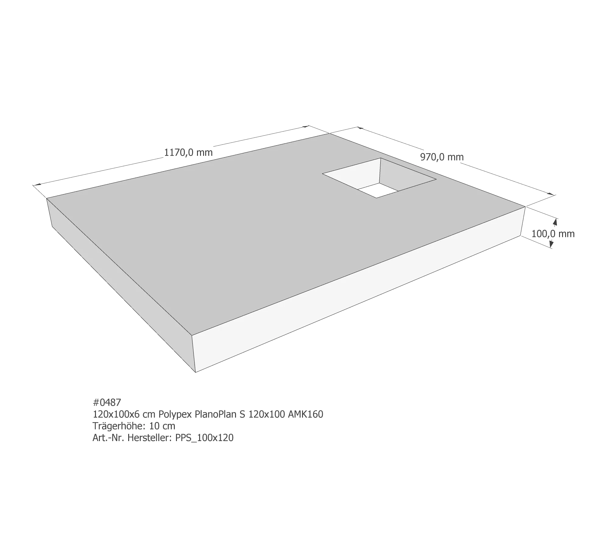Duschwannenträger für Polypex PlanoPlan S 120 × 100 × 6 cm