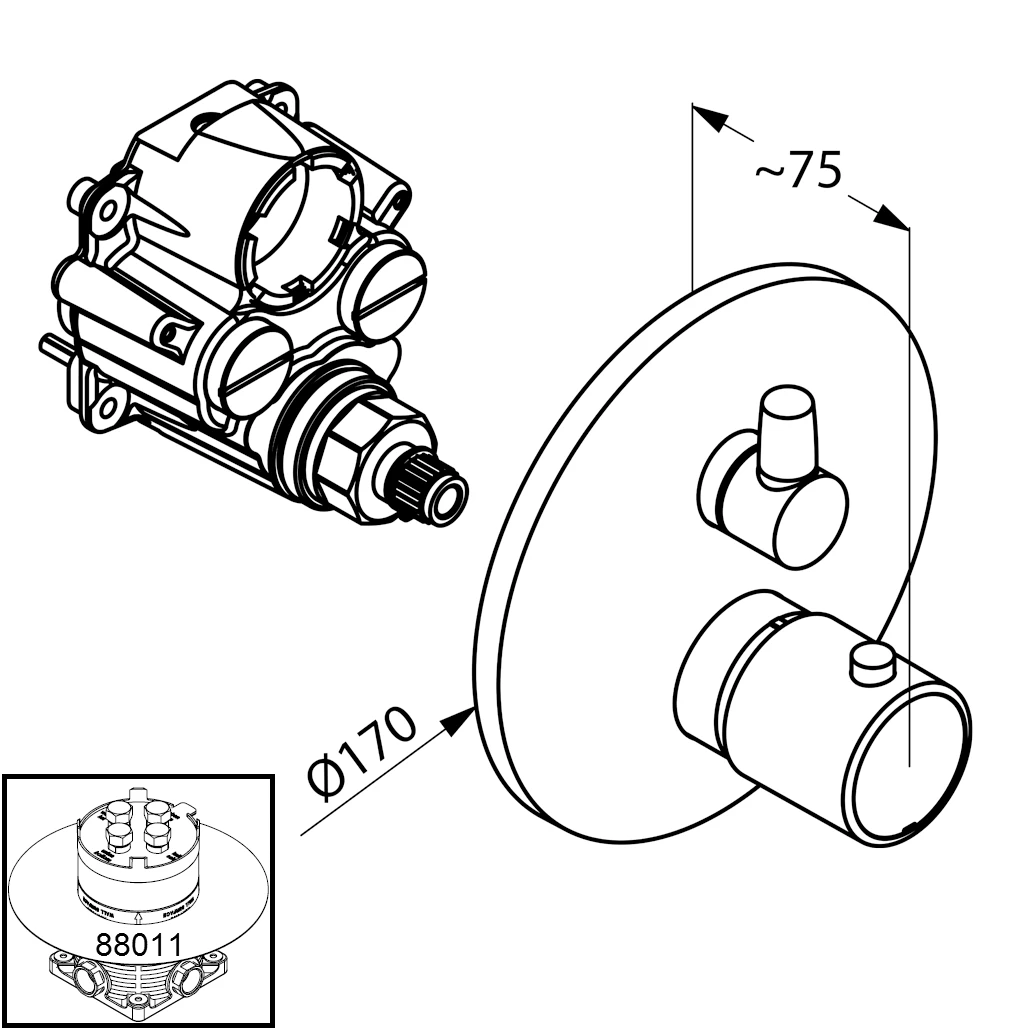 ZENTA UnterputzWannen/BrauseThermostatarmatur FeinbauSet mit Funktionseinheit chrom ZENTA UnterputzWannen/BrauseThermostatarmatur FeinbauSet mit Funktionseinheit chrom