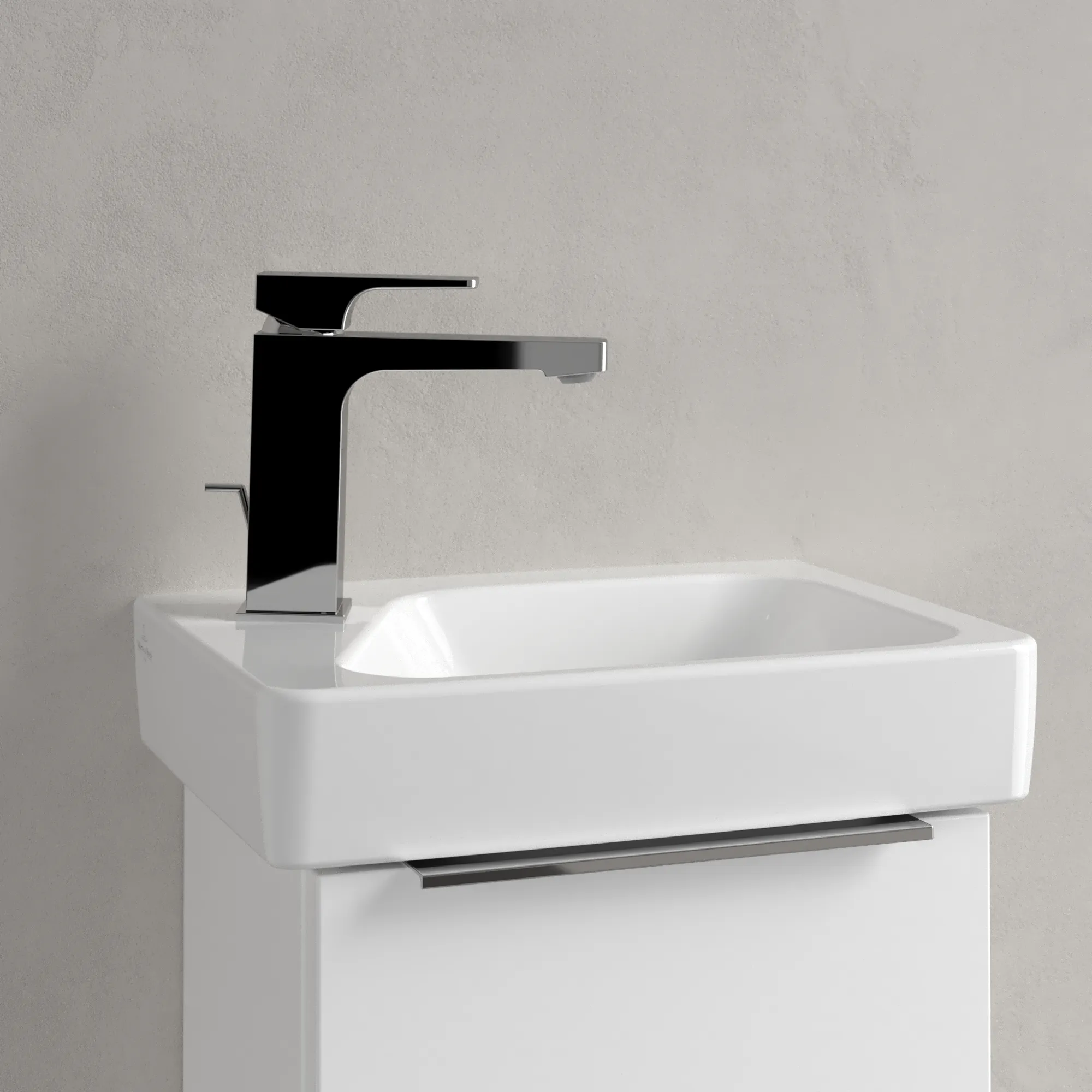 Villeroy & Boch Waschbecken „Architectura“ 360 × 265 × 135 mm, ohne Hahnlochbohrung, für Becken rechts in Weiß Alpin Villeroy & Boch Waschbecken „Architectura“ 360 × 265 × 135 mm, ohne Hahnlochbohrung, für Becken rechts in Weiß Alpin