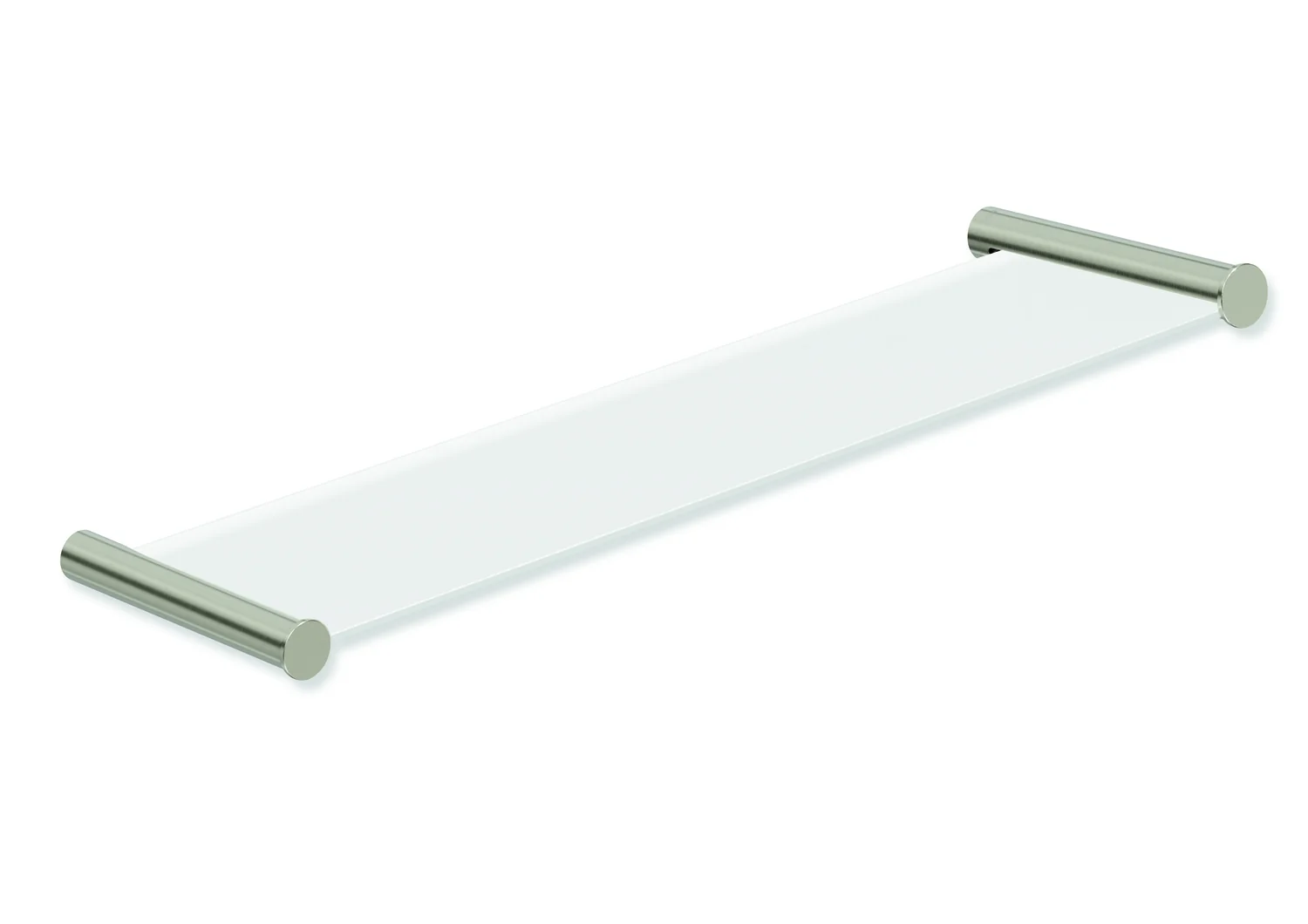 Ablage des Systems 162, Edelstahl, PVD, bestehend aus seitlichen Halteelementen und Ablagefläche aus Glas, 450 mm breit, 122 mm tief, in Farbe CK (Messing glänzend)