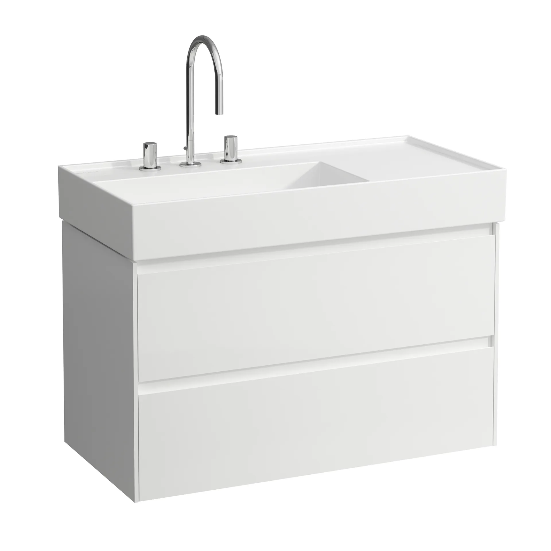 Laufen Waschtischunterbau LANI 448x882x515, 2 Schubladen, integrierter Griffleiste, Vollauszug und Soft-Close, für Waschtisch Kartell Laufen H810338, weiß matt Laufen Waschtischunterbau LANI 448x882x515, 2 Schubladen, integrierter Griffleiste, Vollauszug und Soft-Close, für Waschtisch Kartell Laufen H810338, weiß matt