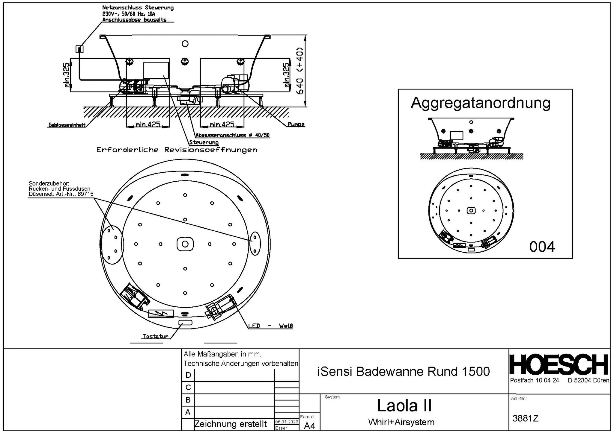 Hoesch Whirlwanne „iSensi“ mit Whirlsystem „Laola II“ rund ⌀ 1500 mm mit Laola II, in Weiß Hoesch Whirlwanne „iSensi“ mit Whirlsystem „Laola II“ rund ⌀ 1500 mm mit Laola II, in Weiß