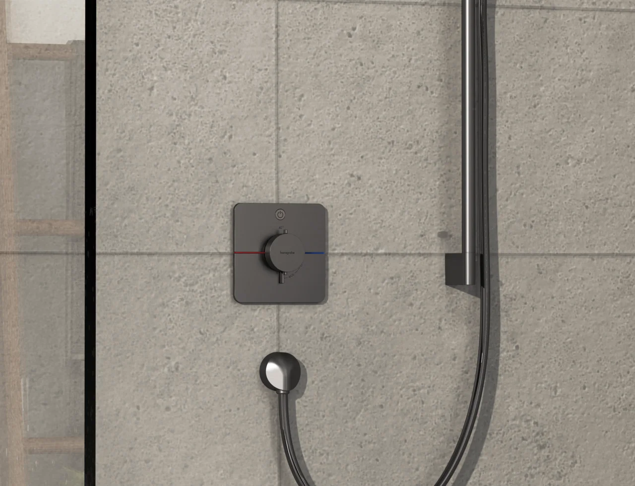 Hansgrohe ShowerSelect Comfort Q Thermostat Unterputz, Brushed Black Chrome, 1 Verbraucher, flache Rosette, einfache Installation