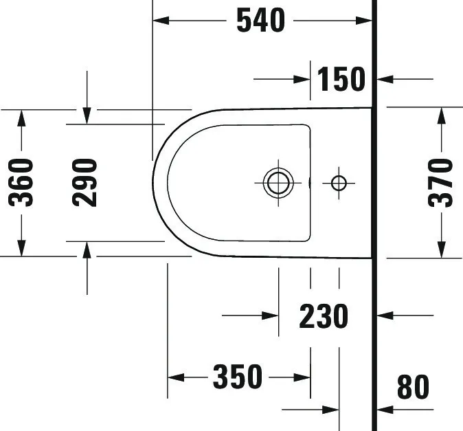 Duravit Wand-Bidet „D-Neo“, Befestigung verdeckt 37 × 54 × 27 cm